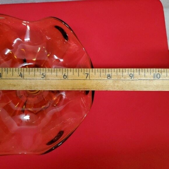 Vintage Mid Century Viking Six Petal Amber Compote - Picture 8 of 8